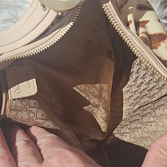 Dior Authentic Beige/Brown Leopard Printed Fabric and Leather Buckle Handle Hobo - Picture 15 of 15